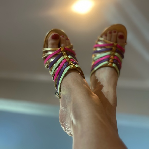 NEW! Valentino Multicolor leather Stiletto Sandals - Picture 7 of 9